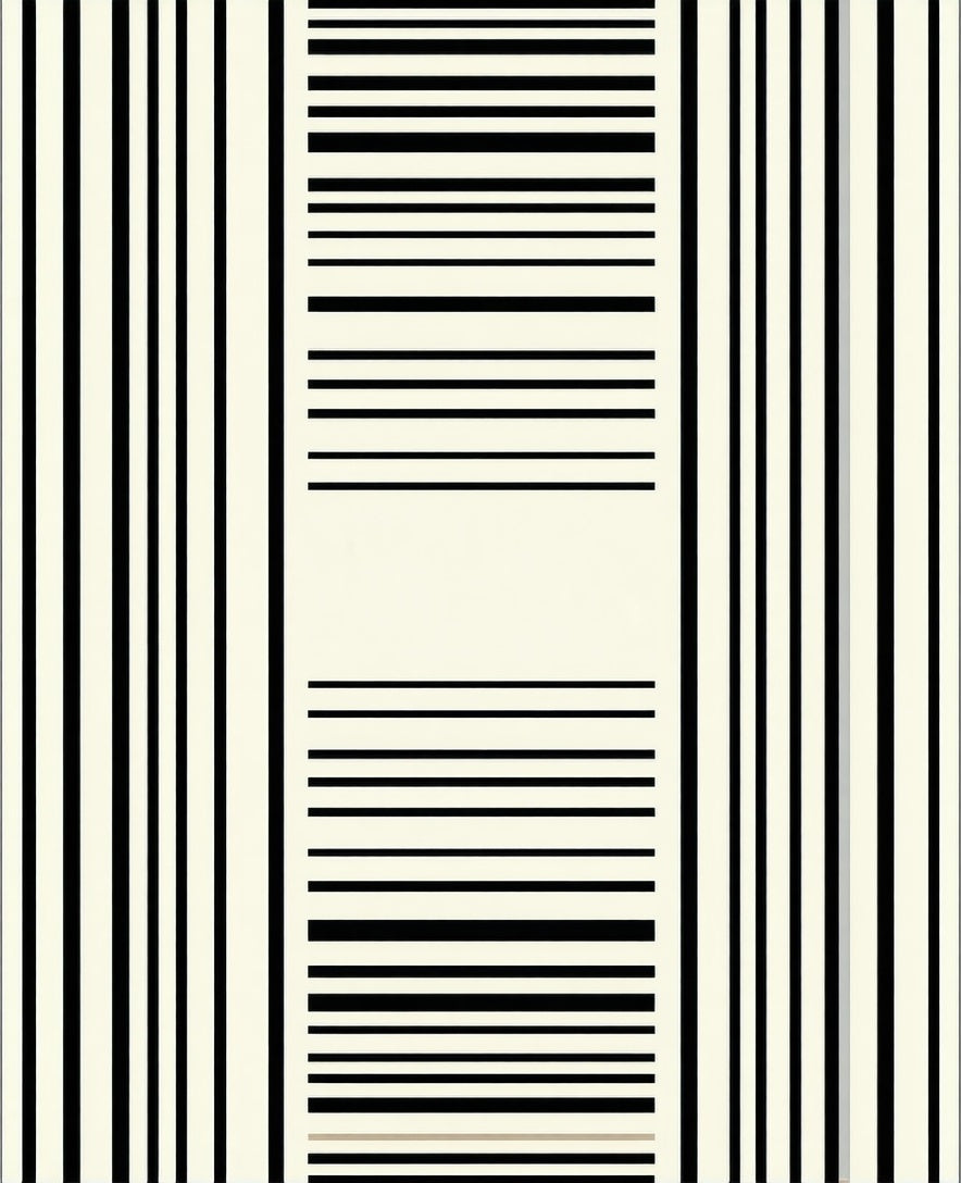 Minimalist Black Cream Stripe Design Rug