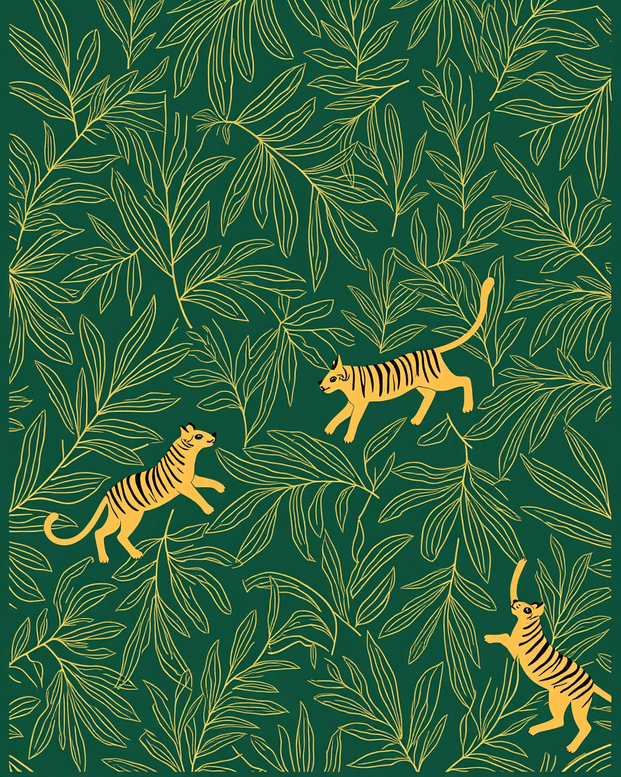 Vibrant Tiger Jungle Pattern Rug