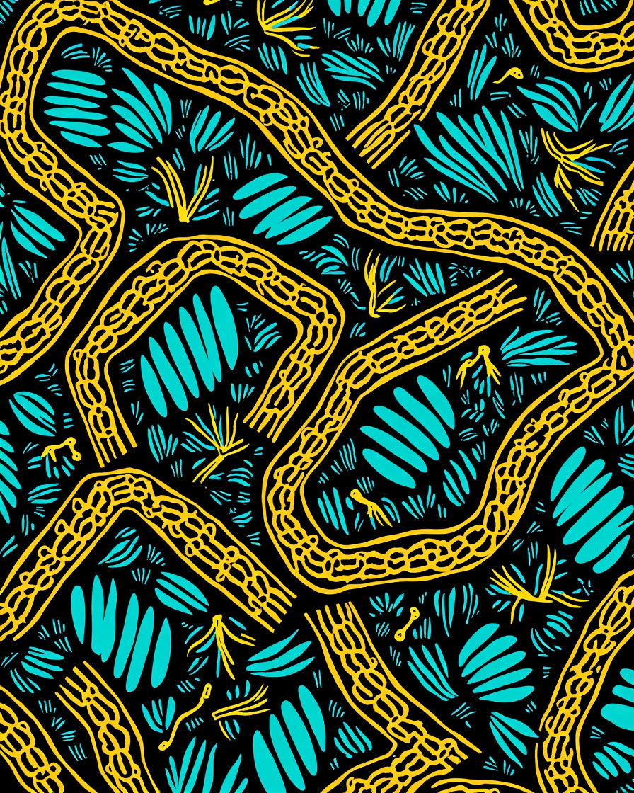 Bold Yellow Outline Tribal Pattern Rug