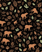 Brown Bison Foliage Pattern Rug