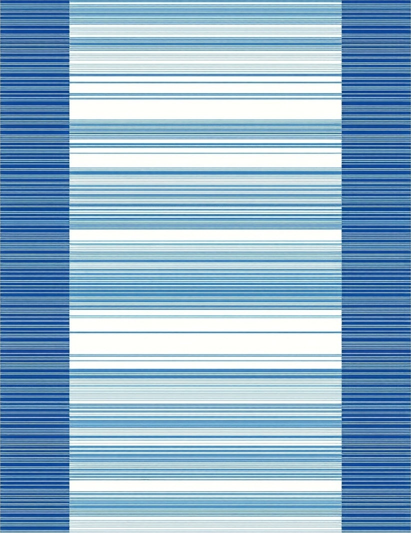 Striped Blue White Geometric Pattern Rug