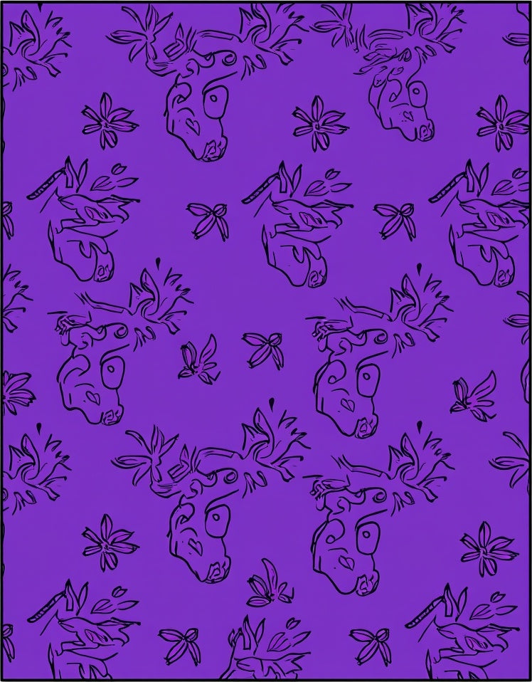 Whimsical Unicorn Floral Line Art Rug