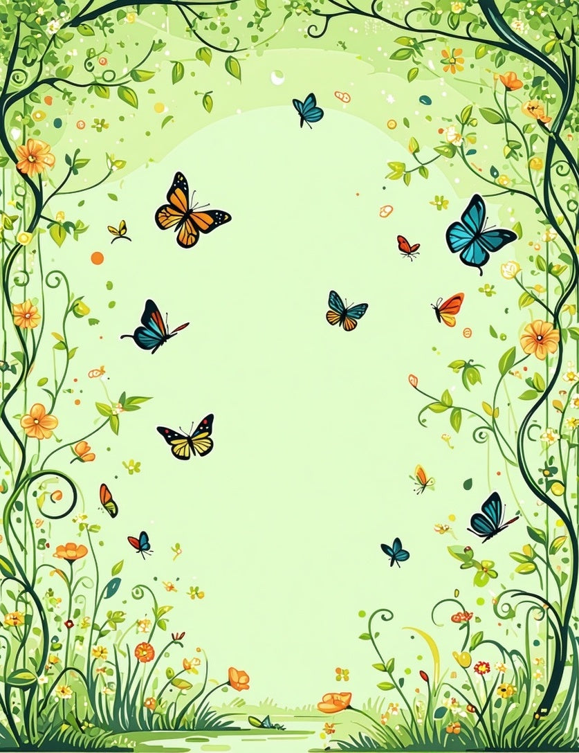 Whimsical Butterfly and Floral Garden Rug