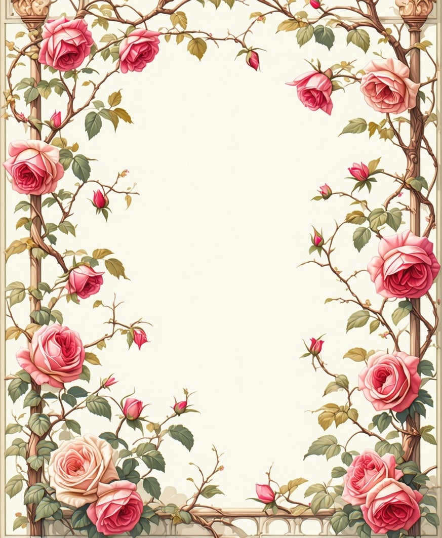 Vintage Rose Vine Garden Pattern Rug