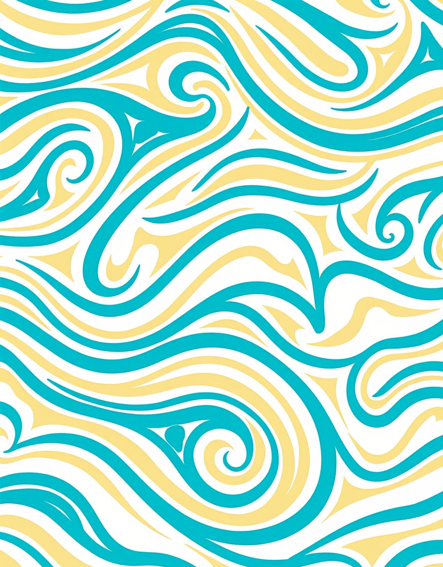 Teal Yellow Abstract Swirl Pattern Rug