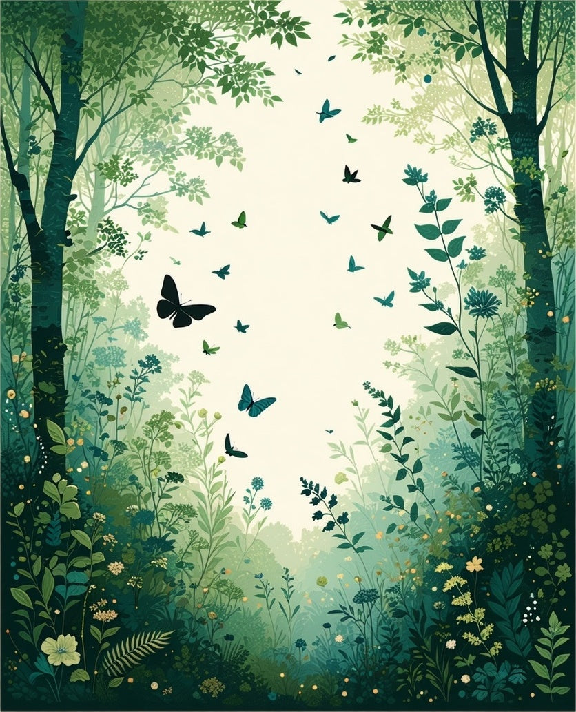 Enchanted Forest Butterfly Garden Design Rug