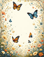 Whimsical Butterflies Floral Garden Design Rug