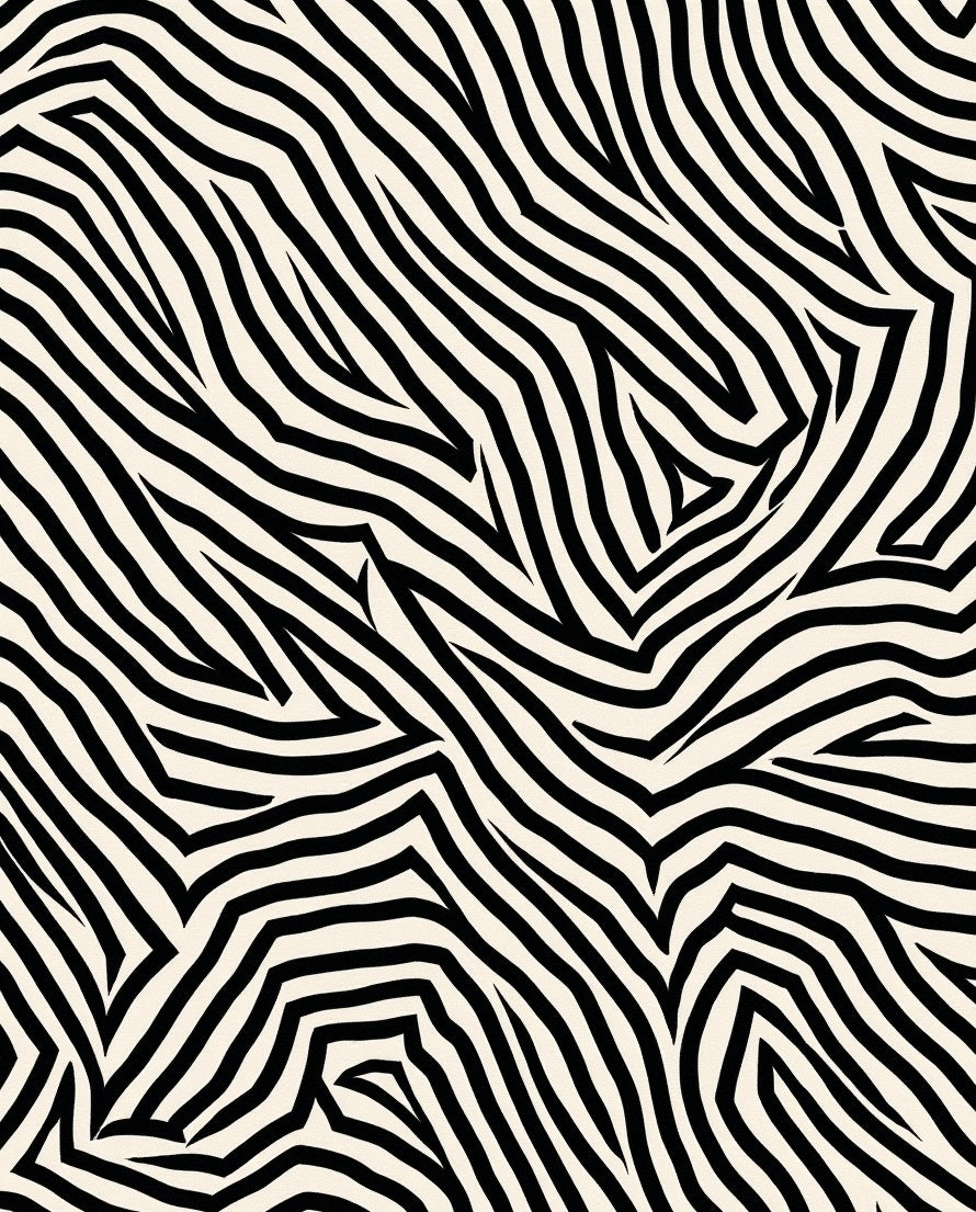 Bold Black White Abstract Wave Pattern Rug