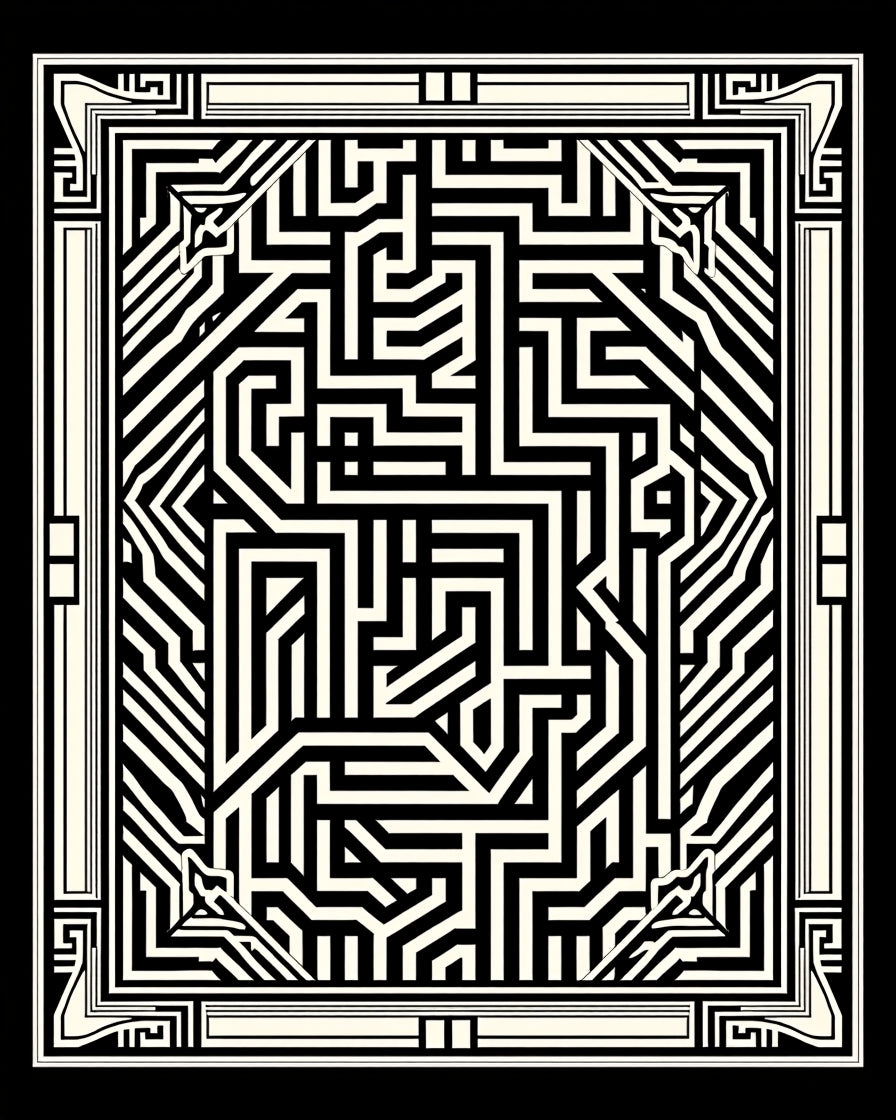 Geometric Maze Pattern Rug