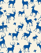 Stunning Blue Antelope Silhouette Pattern Rug