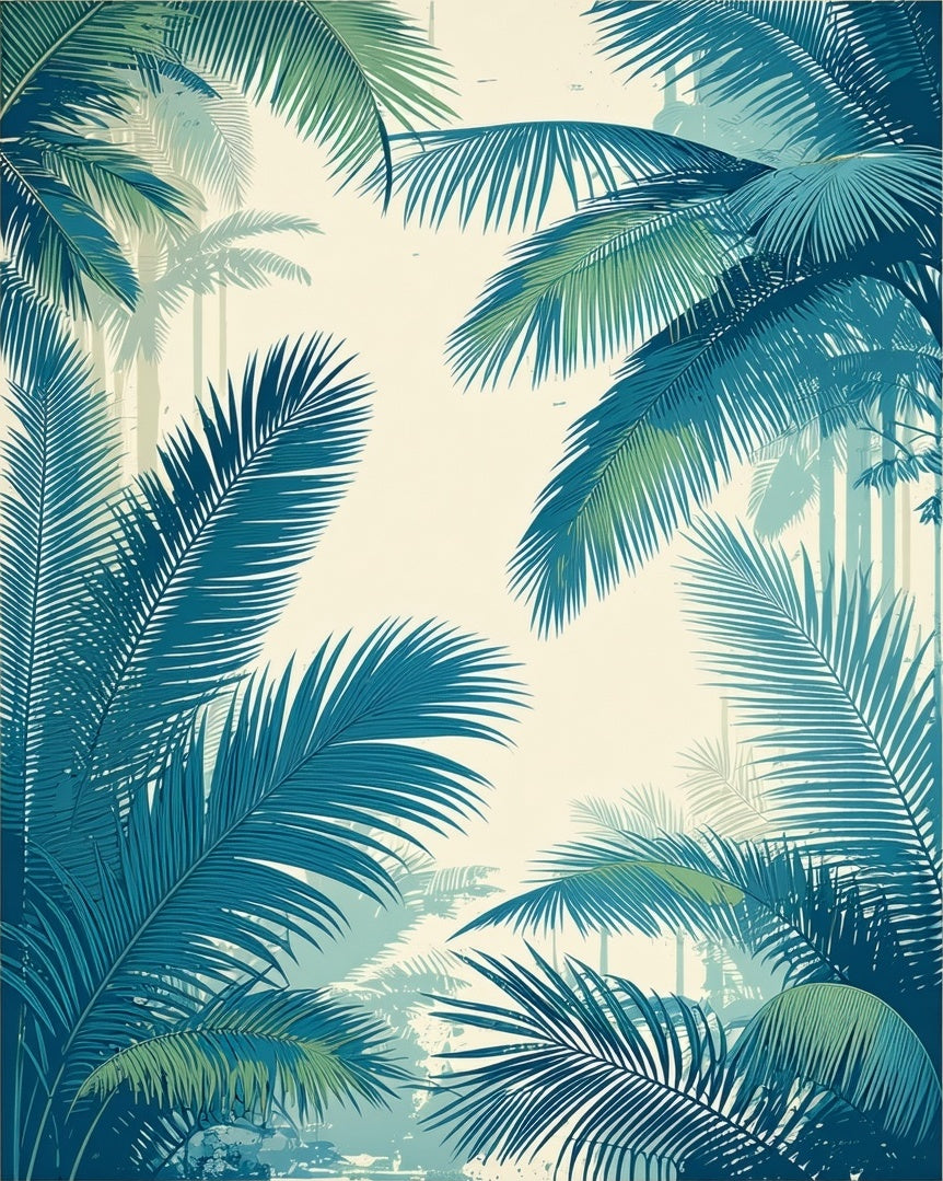Tropical Palm Frond Art Rug