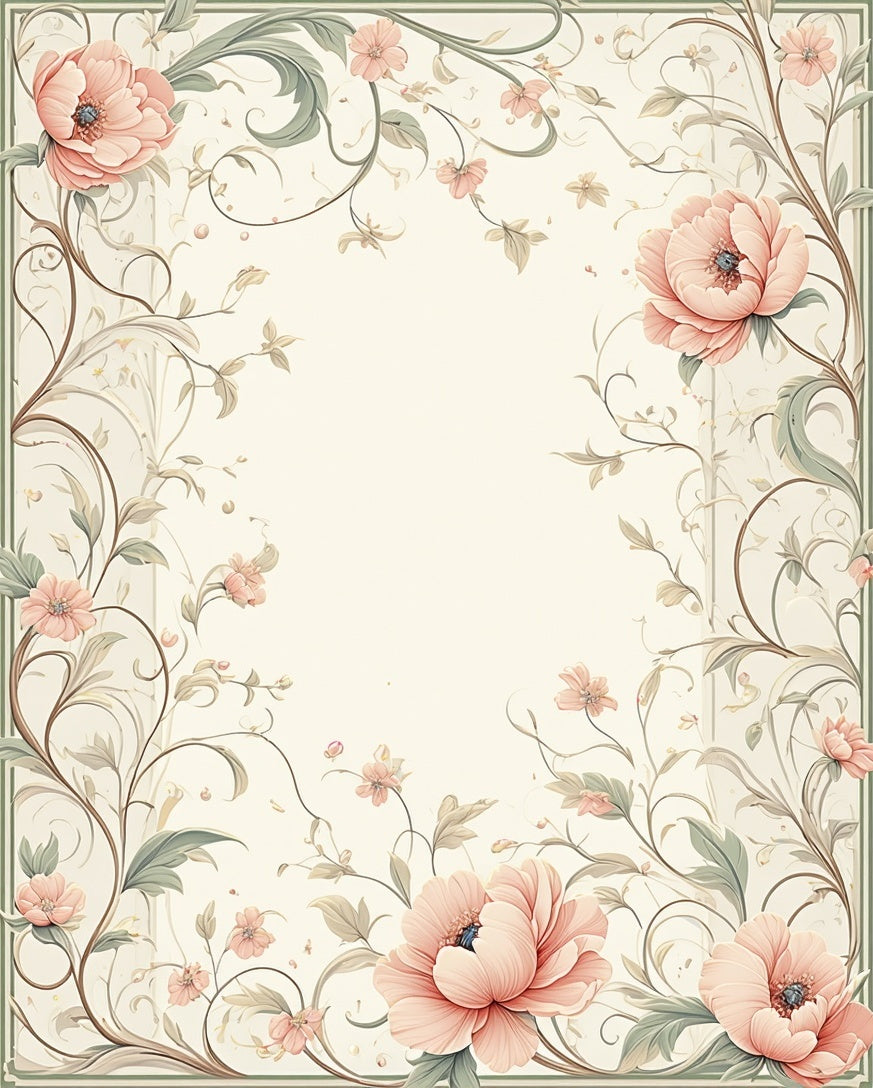 Vintage Floral Swirl Dusty Rose Design Rug
