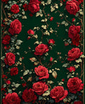 Crimson Rose Vine Floral Pattern Rug