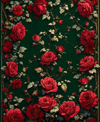 Crimson Rose Vine Floral Pattern Rug
