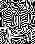 Abstract Black White Wavy Lines Rug