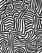 Abstract Black White Wavy Lines Rug