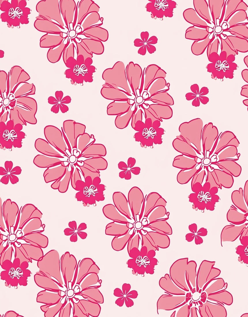 Pink Large Floral Pattern Rug