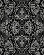 Dark Grey Ornate Floral Pattern Rug