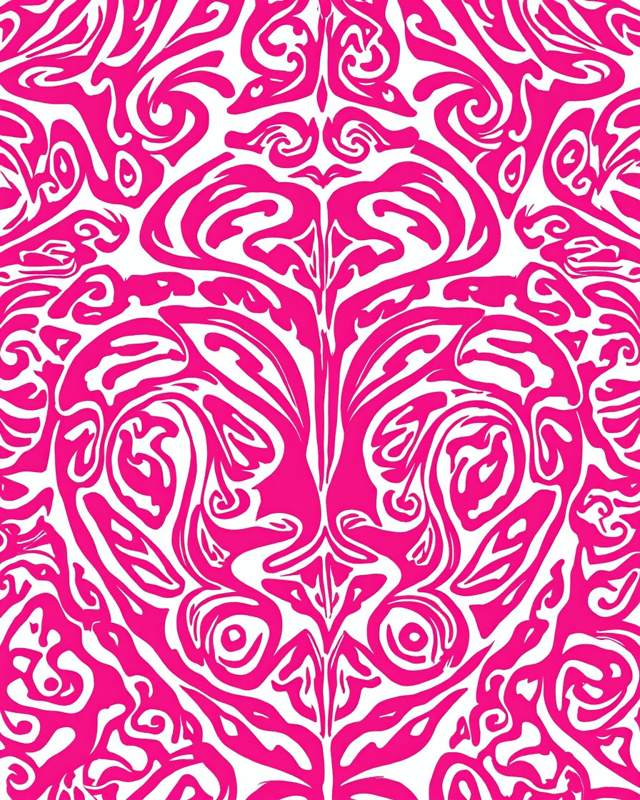 Vibrant Pink Abstract Swirl Pattern Rug