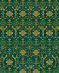 Emerald Golden Floral Damask Pattern Rug