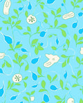 Whimsical Abstract Blue Green Leafy Pattern Rug