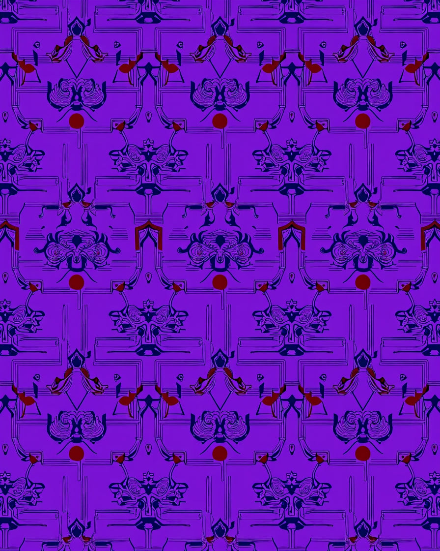 Ornate Purple Abstract Symmetry Design Rug