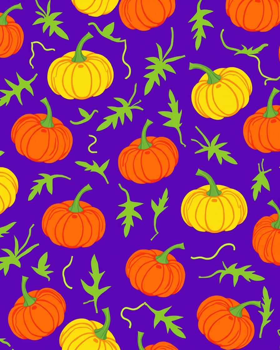 Harvest Pumpkin Vine Pattern Rug