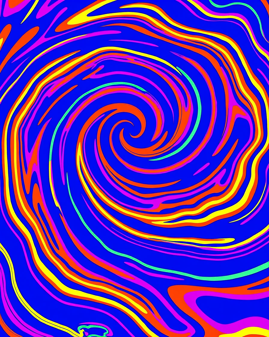 Vibrant Swirl Blue Rainbow Rug