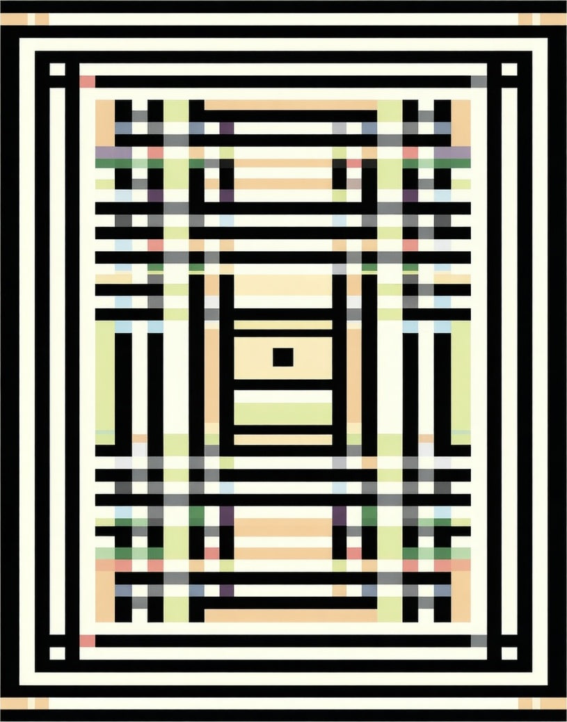Abstract Geometric Plaid Pattern Rug