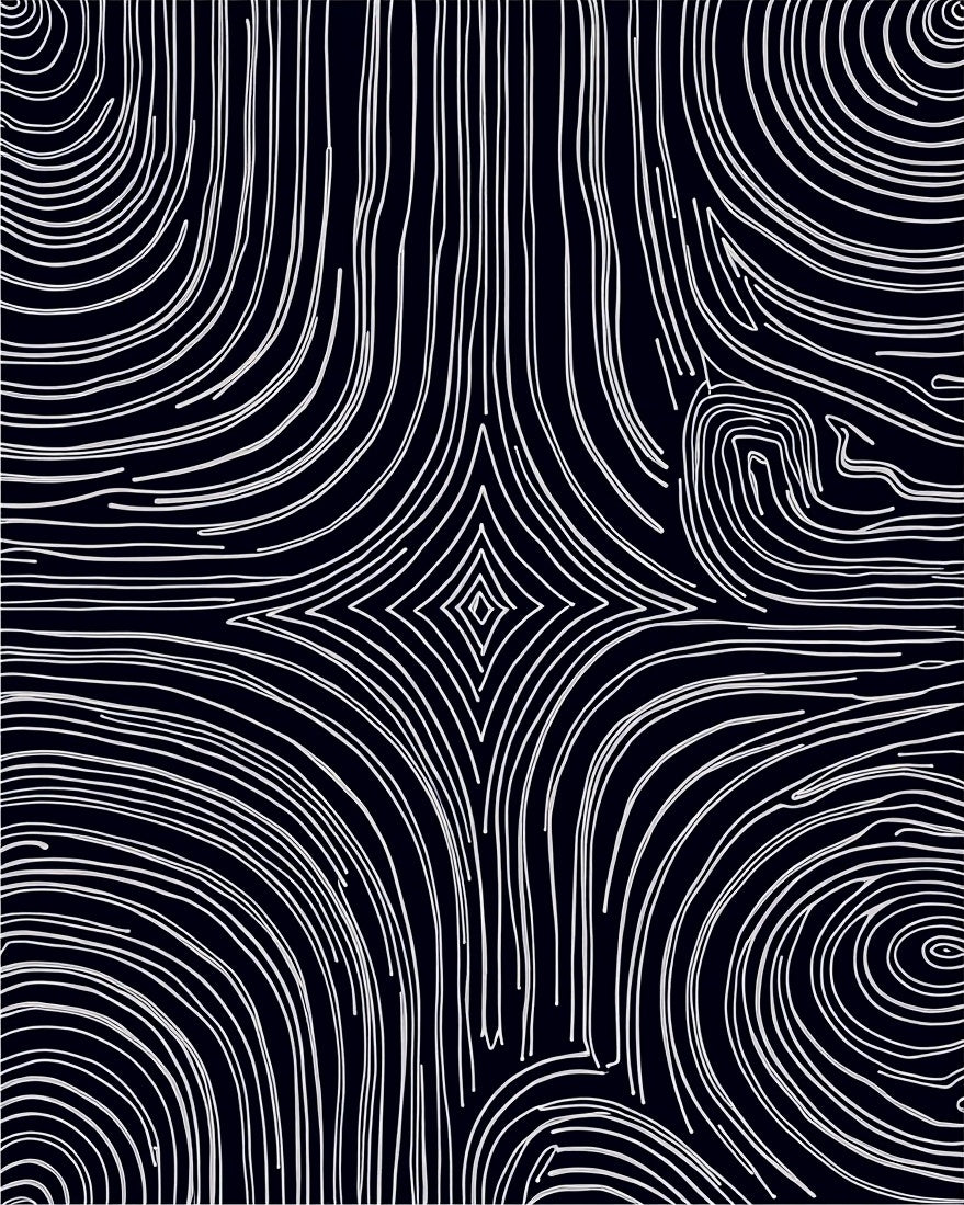 Abstract Swirls Dark Contemporary Pattern Rug