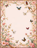 Floral Butterfly Patterned Romantic Rug