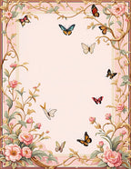 Floral Butterfly Patterned Romantic Rug