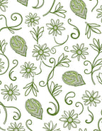 Whimsical Green Floral Swirl Garden Rug