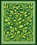 Lush Green Floral Acanthus Pattern Rug