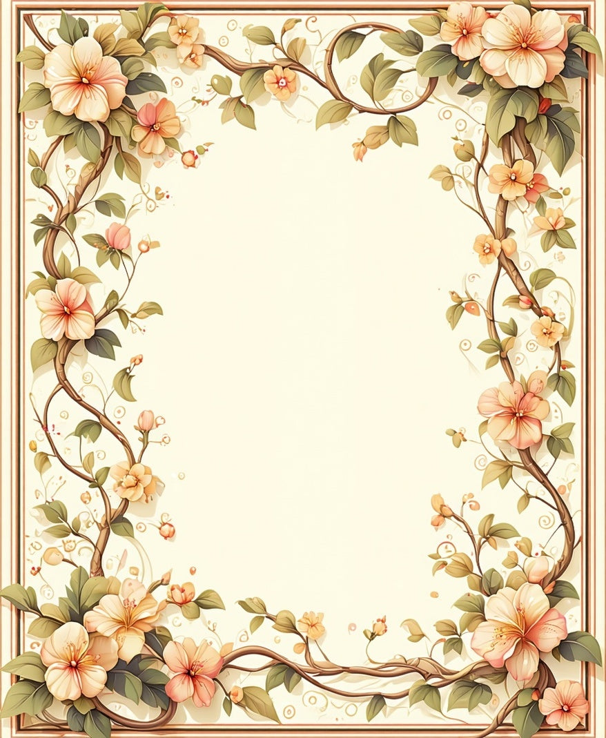 Soft Floral Vine Cream Rug