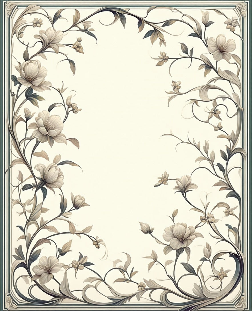 Elegant Floral Vine Scroll Design Rug