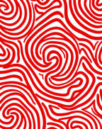 Crimson Wavy Line Abstract Rug