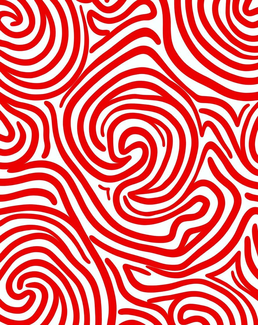 Crimson Wavy Line Abstract Rug