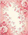 Pink Rose Floral Vines Design Rug