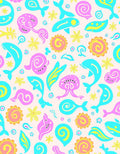 Whimsical Sea Creatures Floral Pattern Rug