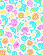 Whimsical Sea Creatures Floral Pattern Rug