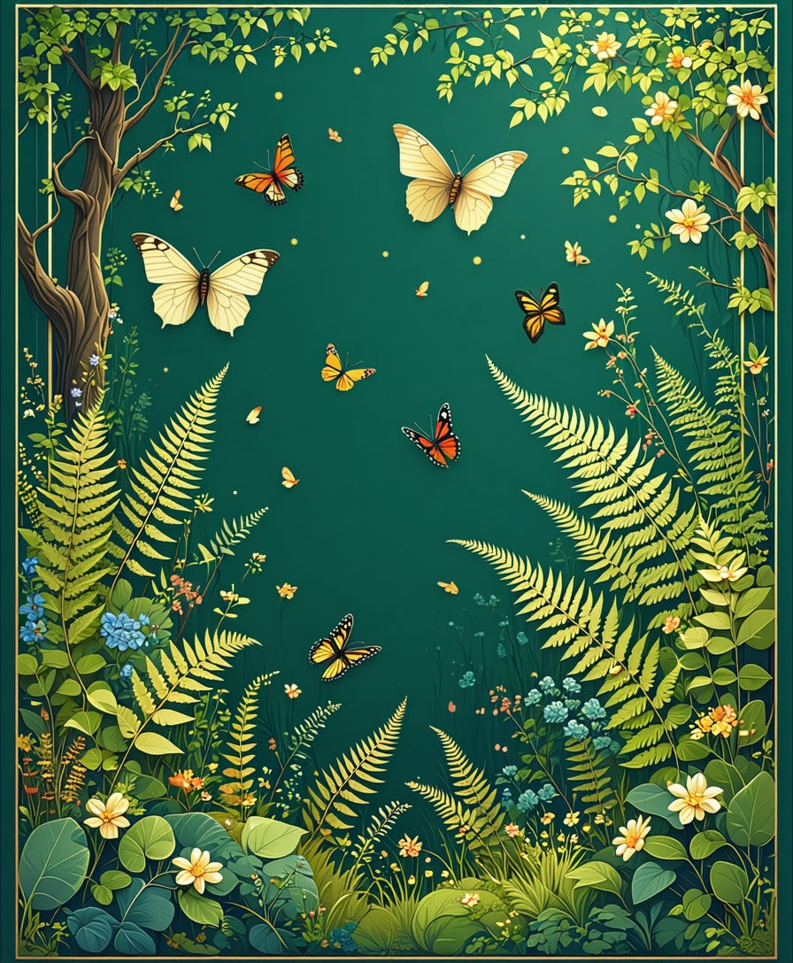 Emerald Forest Butterfly Nature Rug
