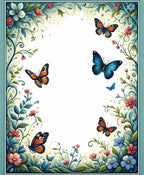 Whimsical Butterflies and Floral Garden Design Rug