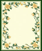 Ornate Yellow Floral Border Design Rug