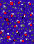Red Floral With Birds Pattern Rug