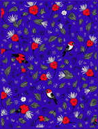 Red Floral With Birds Pattern Rug