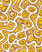 Abstract Swirls Yellow Brown Pattern Rug
