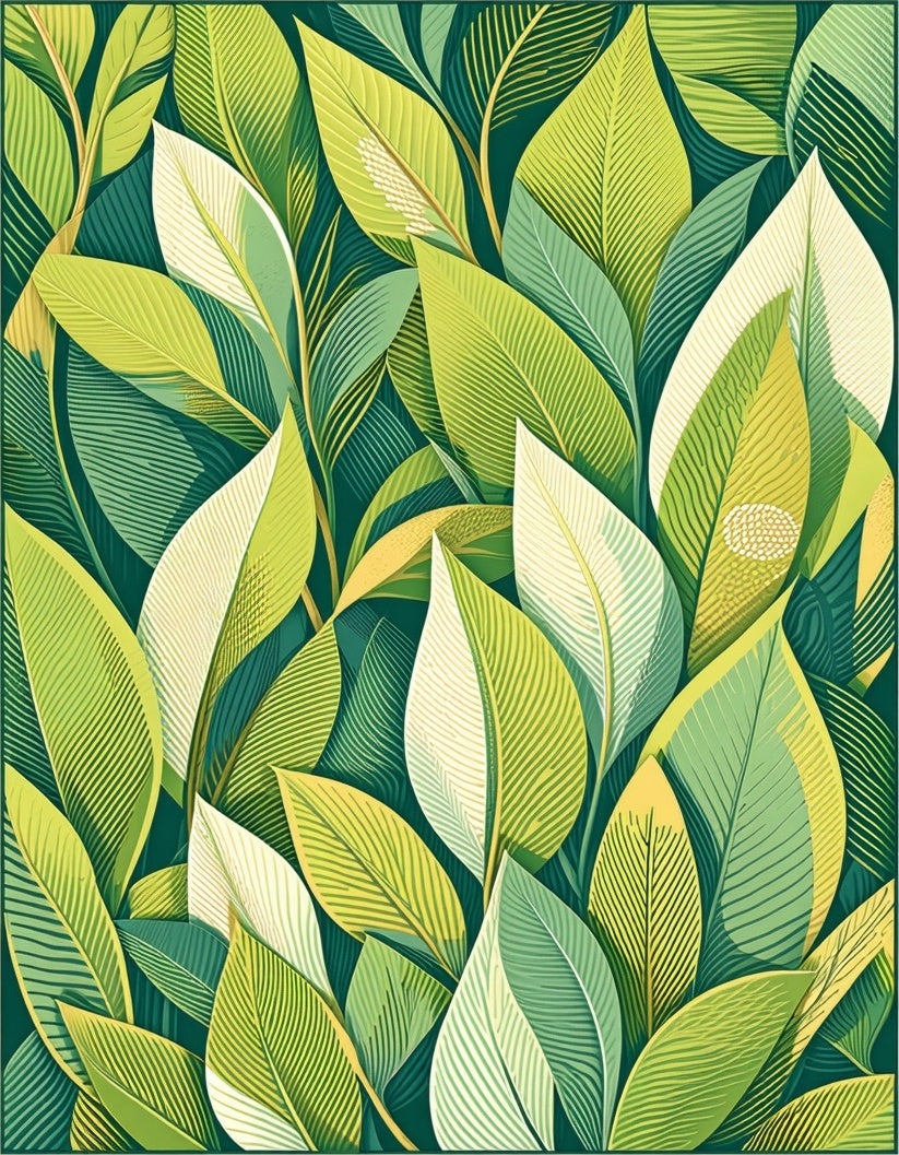 Lush Green Leaf Pattern Design Rug