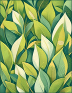 Lush Green Leaf Pattern Design Rug