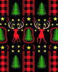Red Deer Stars Buffalo Plaid Trees Rug